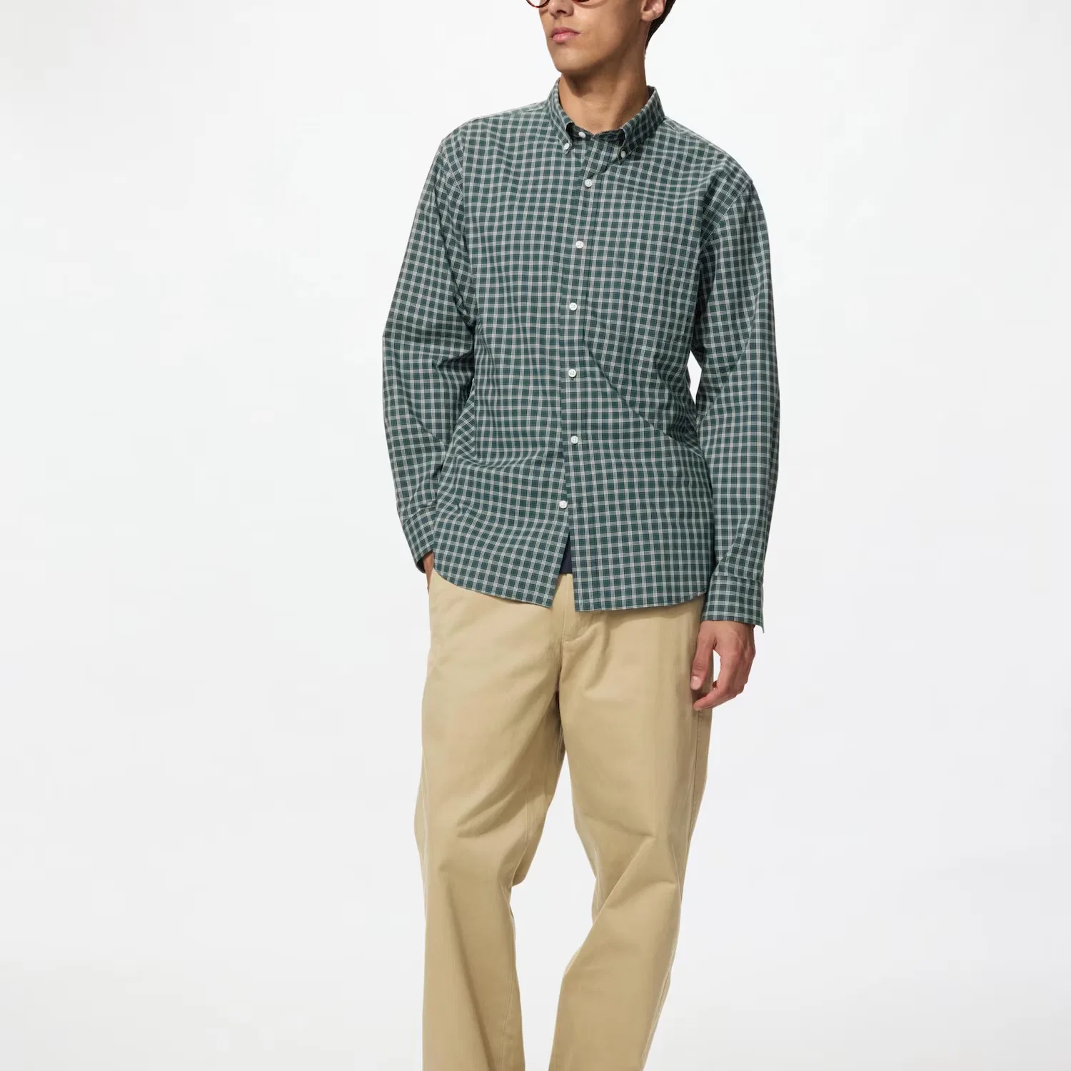 Женская рубашка с длинным рукавом Uniqlo, Green — фото 4