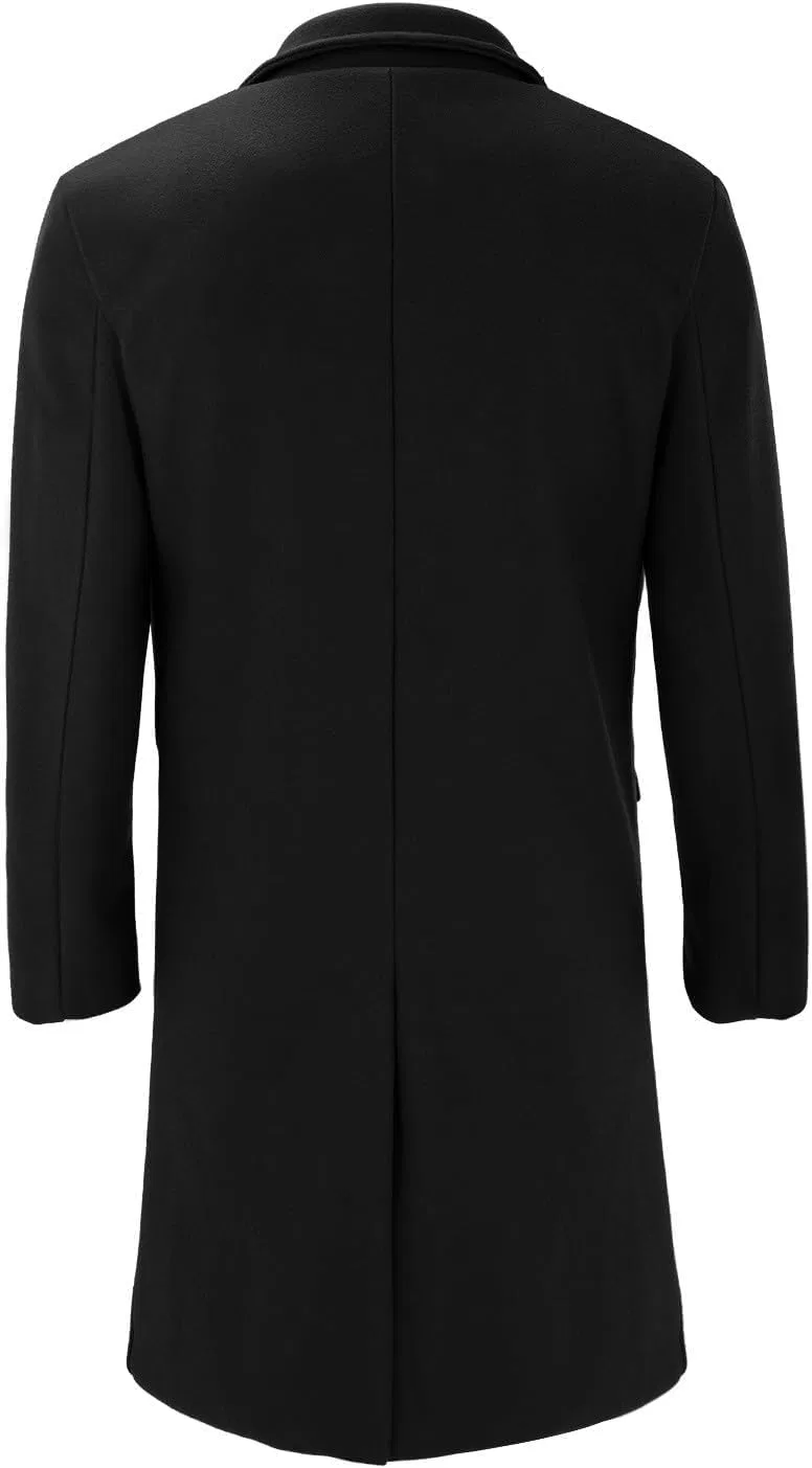 Мужское пальто-тренч с двубортной застежкой, classic winter woolen outerwear, чёрный — фото 3