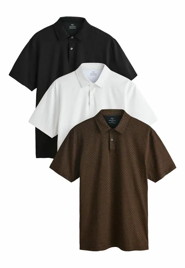 Футболки поло, комплект 3 штуки, хлопок с эластаном, Polos three pack, Next, черный, золотой — фото 3