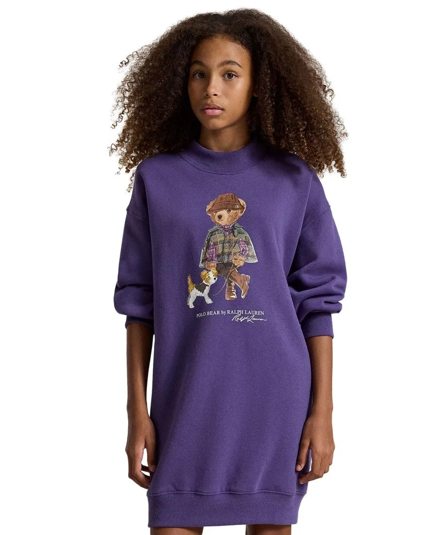 Платье-свитшот из флиса с принтом Polo Bear Polo Ralph Lauren, Valley Purple — фото 3