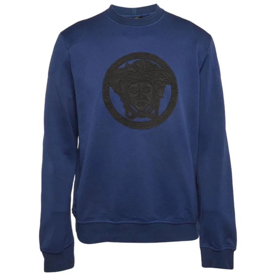 Мужской свитшот с отделкой из кожи Medusa Leather Trim Versace, Blue