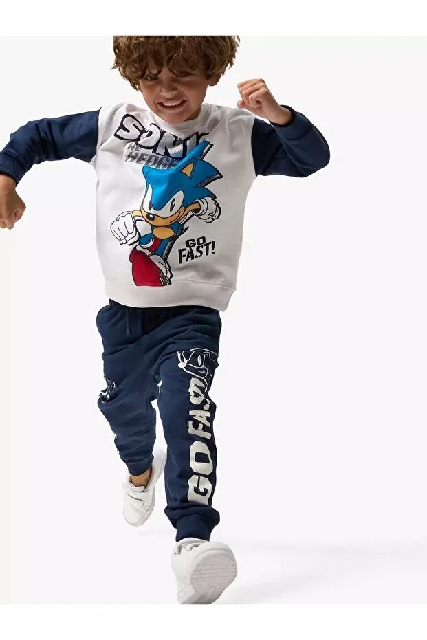Детский спортивный костюм для девочек с принтом Sonic the Hedgehog Novibe, White Navy Blue — фото 2