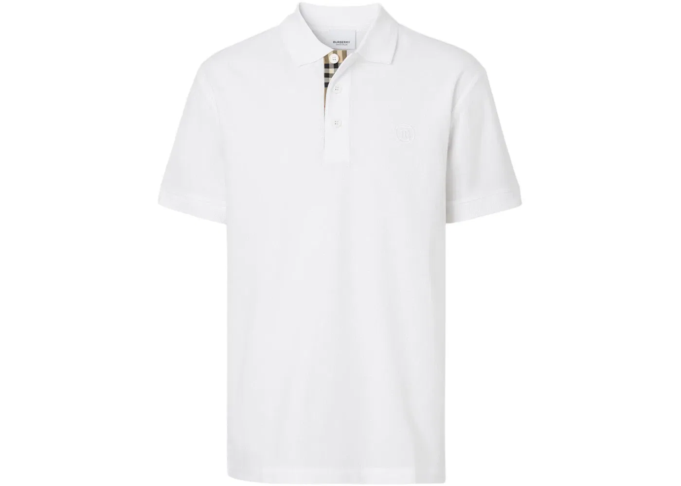 Мужское поло из хлопкового пике с монограммой Burberry, White Archive Beige