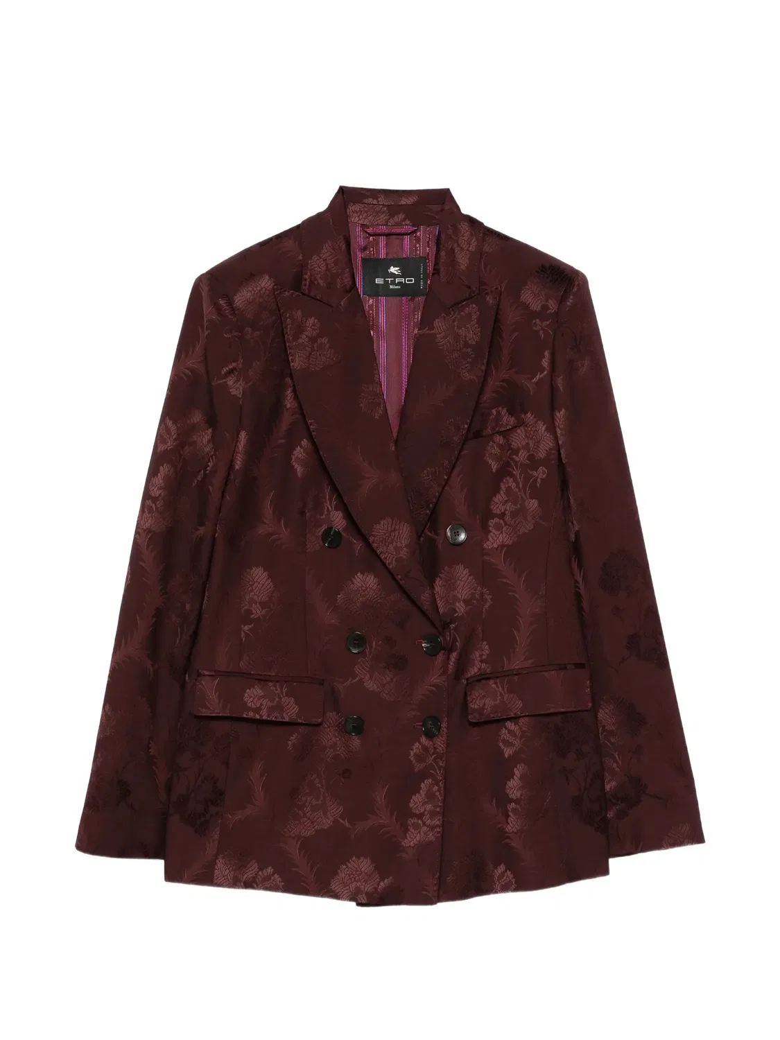 ETRO Двубортный жакет из цветочного жаккарда, красный