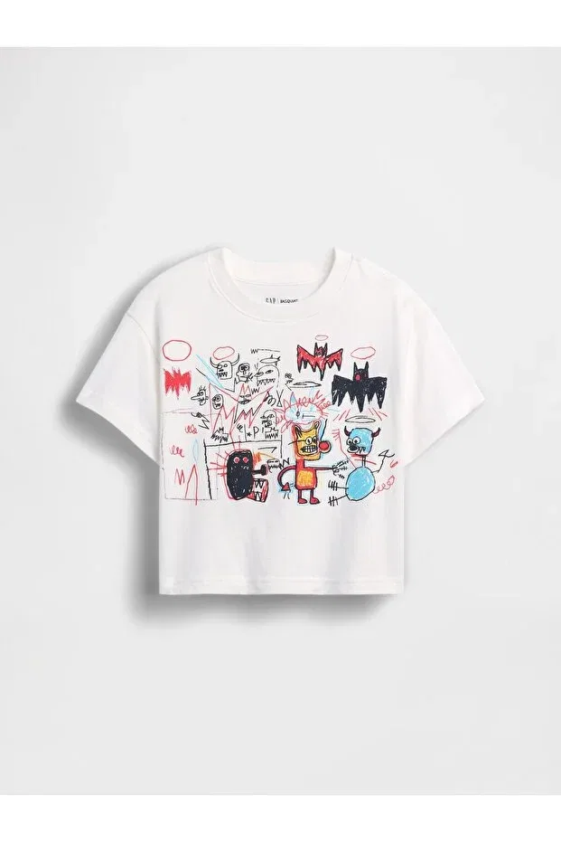 Детская футболка для мальчиков с принтом Jean-Michel Basquiat Gap, White-000 — фото 3