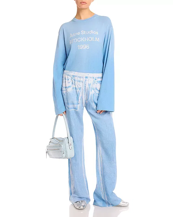 Женские брюки с принтом Acne Studios, Light Blue — фото 2