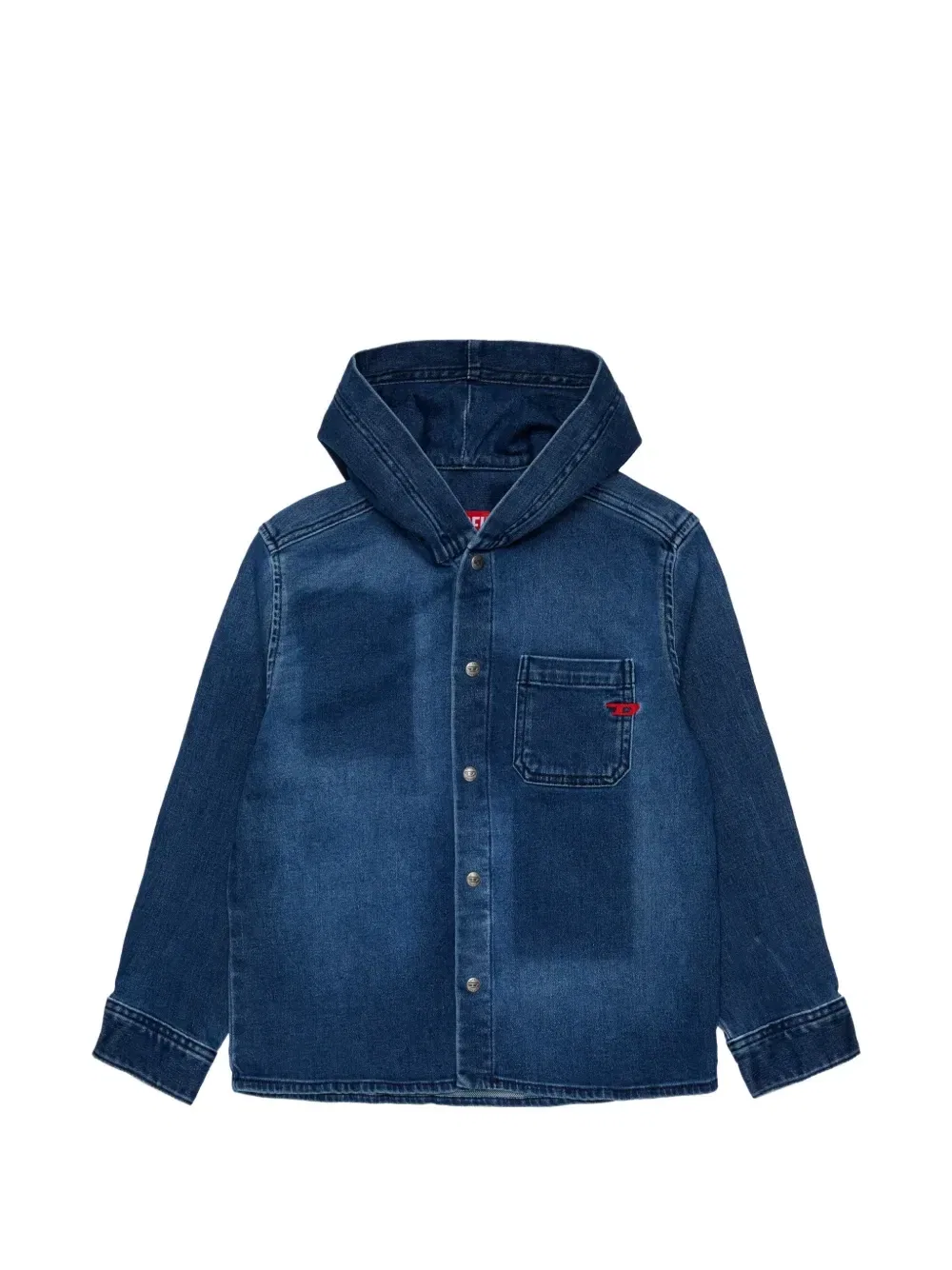 Джинсовая рубашка с капюшоном Diesel Kids, синий