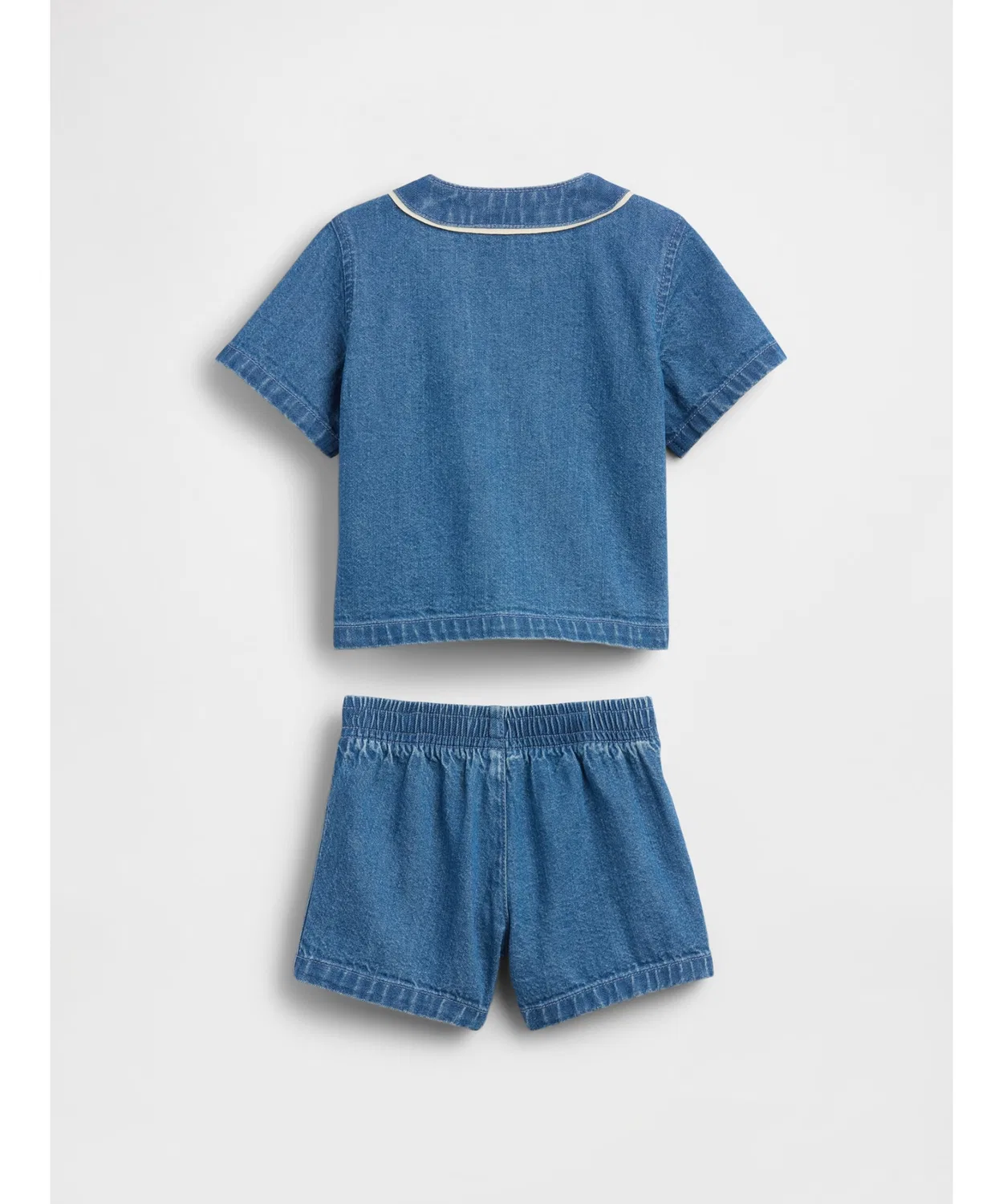 Детский комплект из джинсовой рубашки и шорт с принтом Varsity GAP, Indigo Blue — фото 2