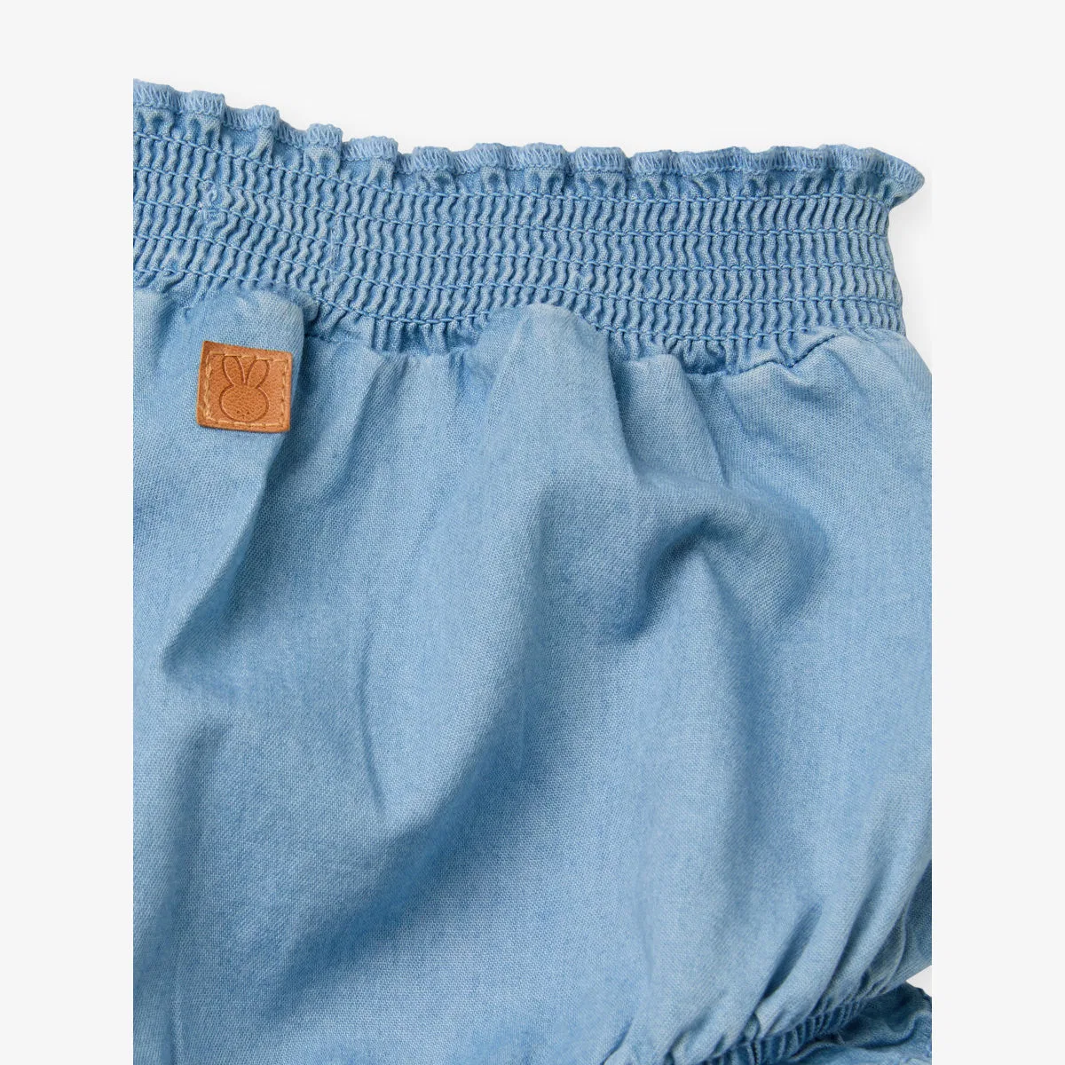 Шорты из шамбре с эластичным поясом и оборками, размер 3-9 месяцев Benetton, синий — фото 2