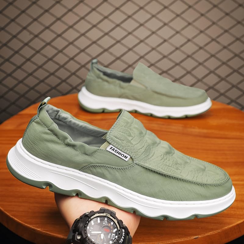 Мужские лоферы Relaxed-Fit Slip-On, брезентовые лоферы с поддержкой свода стопы, тапочки для прогулок на улице Soft Time Toy, зеленый — фото 3