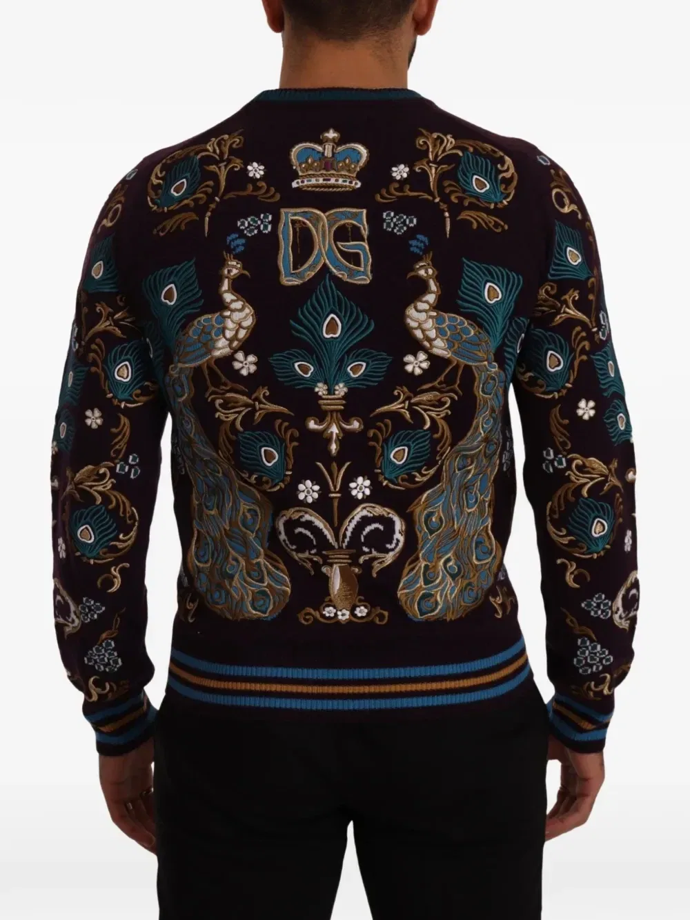 Свитер с вышивкой DG Crown DOLCE & GABBANA, фиолетовый — фото 4