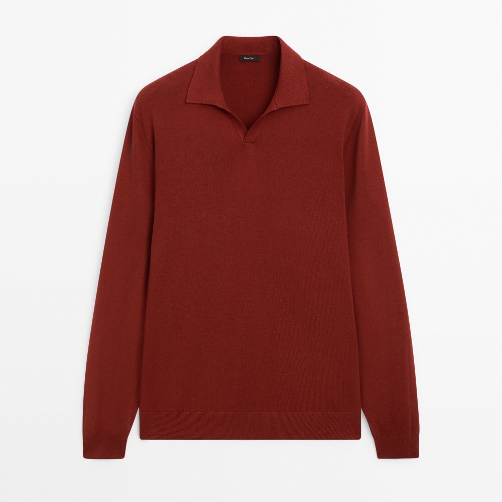 

Свитер Massimo Dutti Knit With Polo Collar, темно-красный