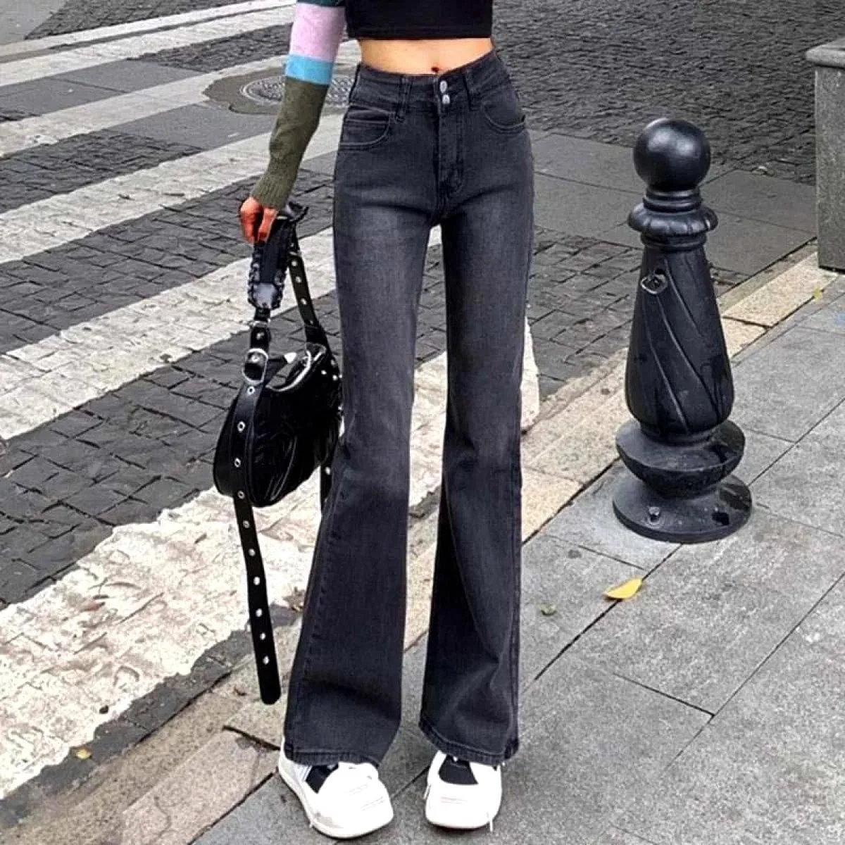 Джинсы клеш, классические, Women's Vintage, серый — фото 2