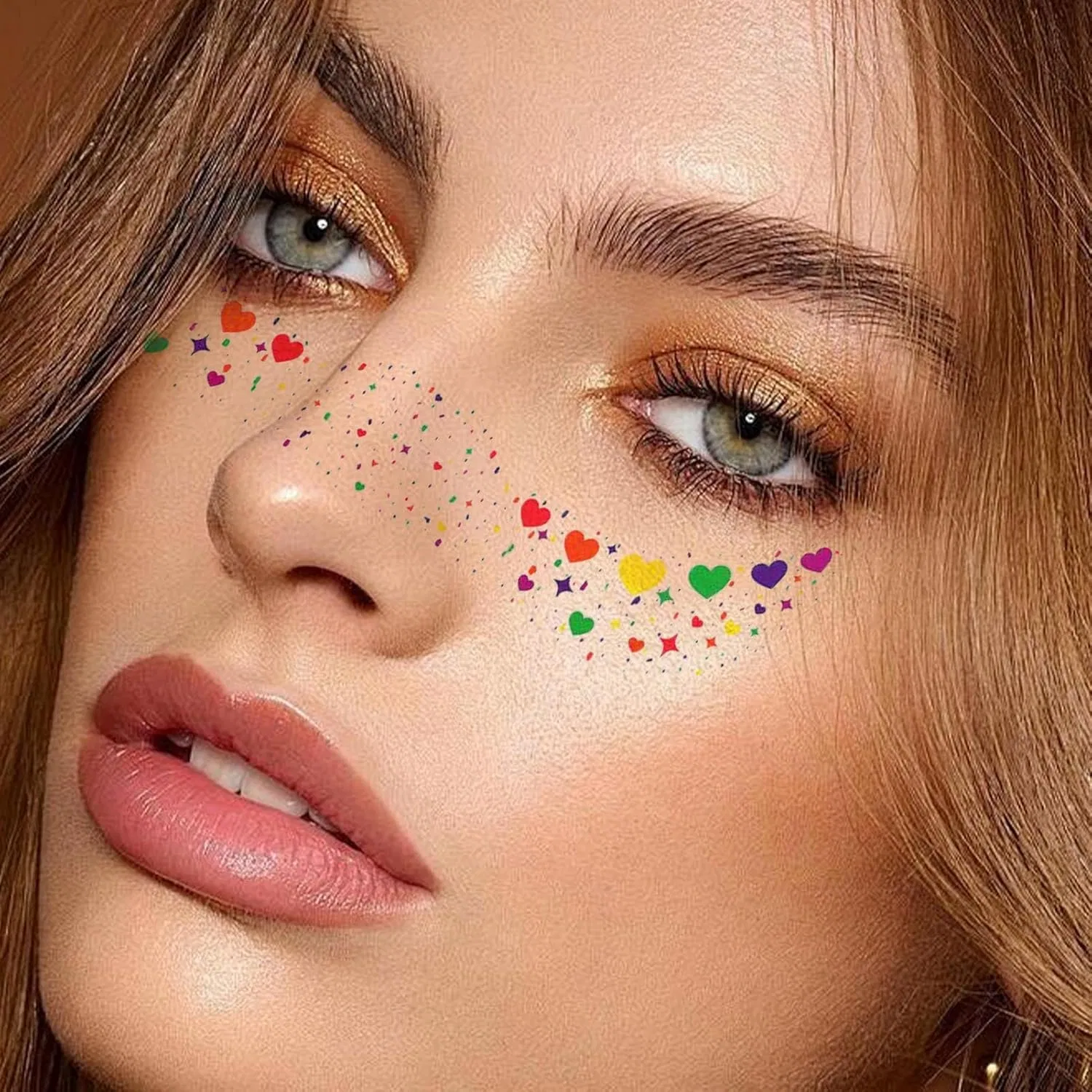 Набор стикеров для лица Glitter Freckles, Generisch, 6 шт, 15x5.2 см, Heart — фото 4