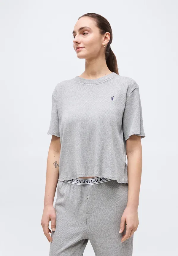 Пижамный комплект с коротким рукавом, джерси, Polo Ralph Lauren, серый меланж — фото 4