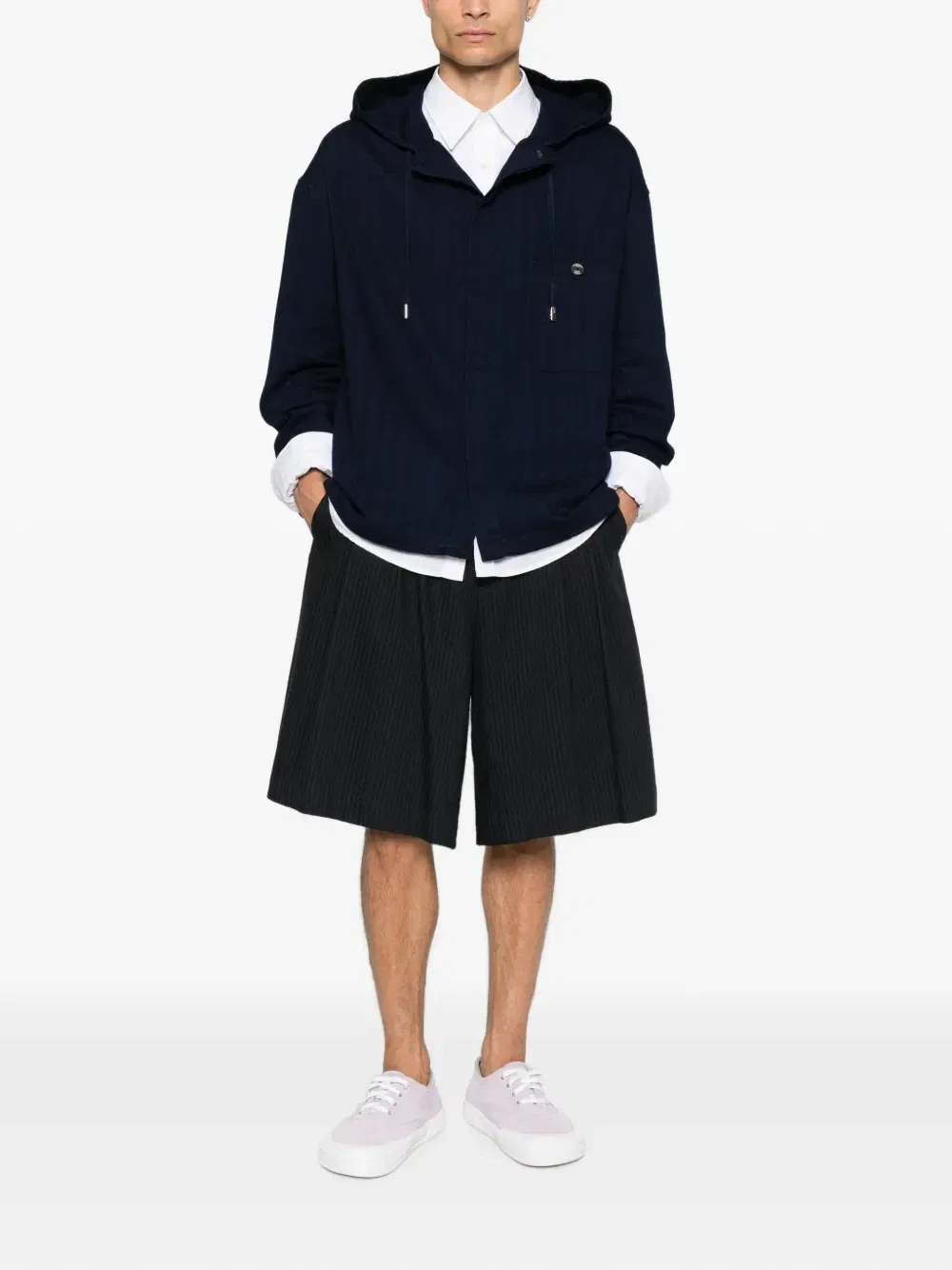 Рубашка с капюшоном и нагрудным карманом JACQUEMUS, синий — фото 2