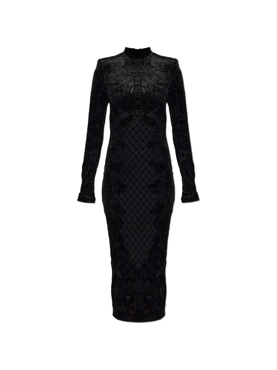 Платье миди бархатное черное Balmain, черный
