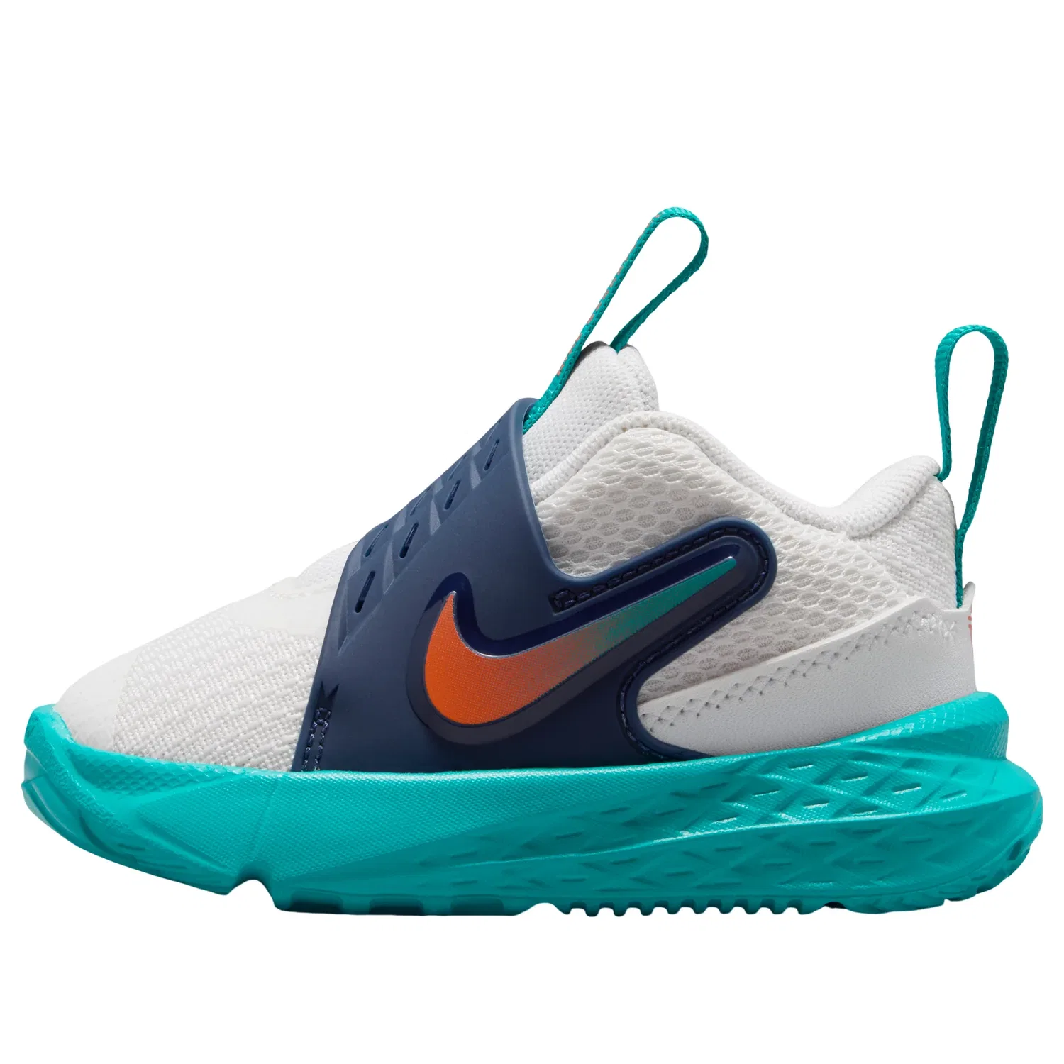 Детские кроссовки с сетчатым верхом Team Hustle D 12 'White Midnight Navy' Nike, Summit White/Energy/Midnight Navy/Safety Orange
