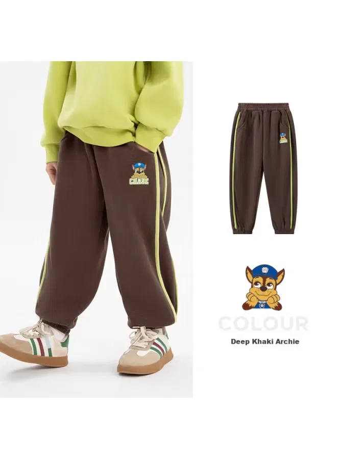 Штаны спортивные детские с принтом Go Out And Let's Paw Patrol, глубокий хаки — фото 2