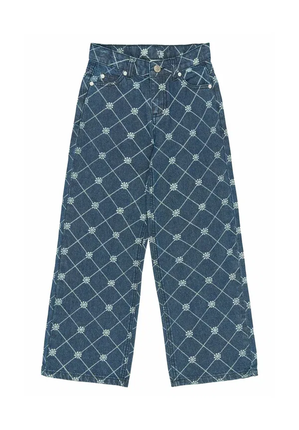 Брюки с цветочным принтом Stine wide fit The New, medium blue denim, синий — фото 3