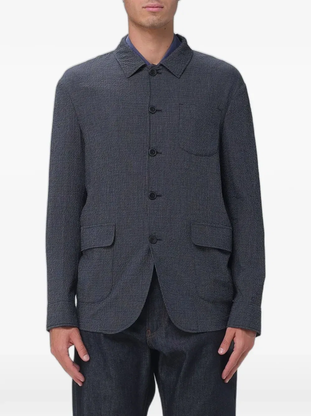 Однобортный блейзер в клетку Emporio Armani, серый