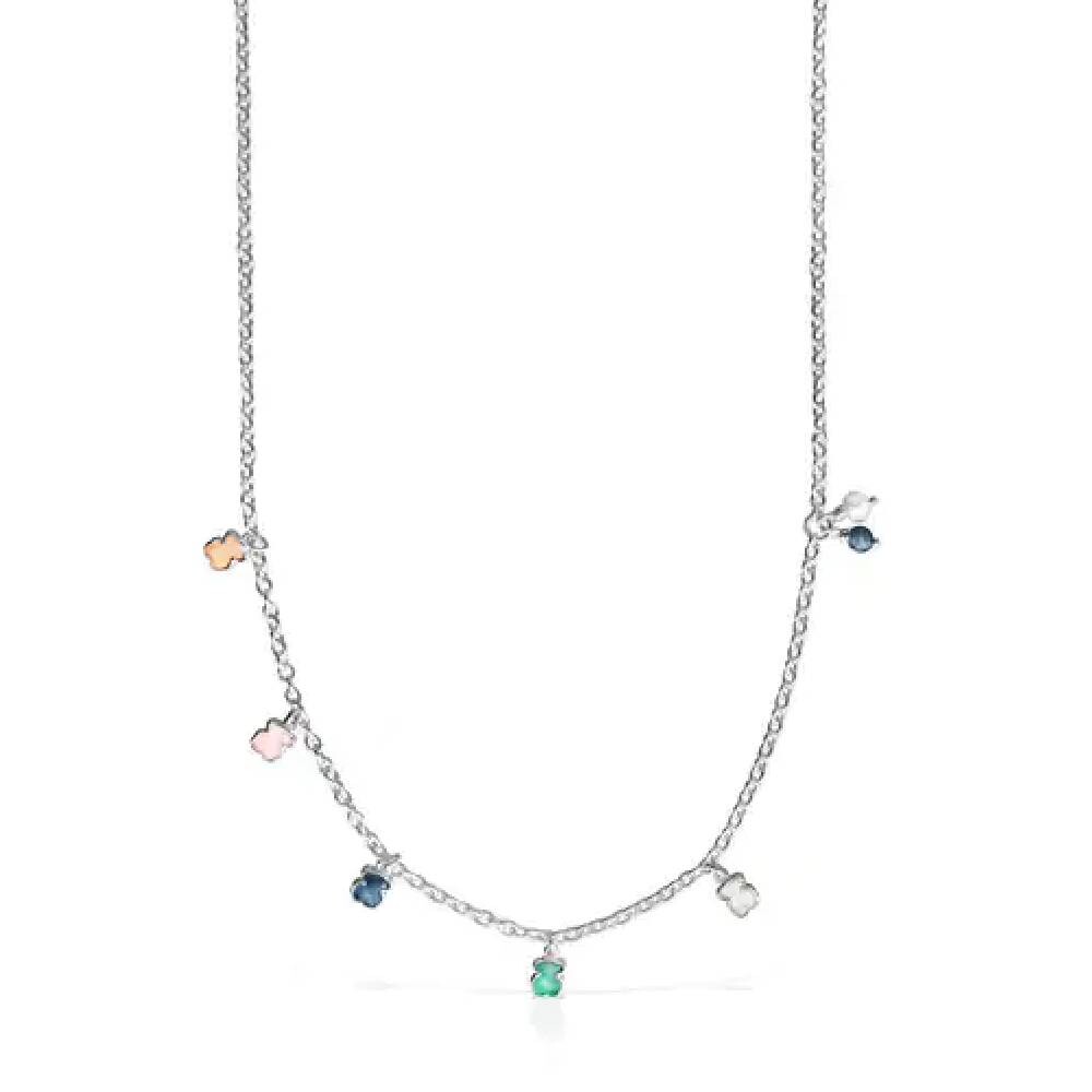 

Колье Tous Mini Color emstones And Pearl, серебро/жемчуг
