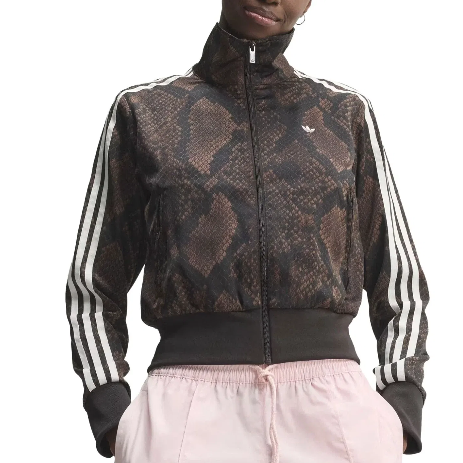 Женская куртка с принтом Firebird из атласа Adidas, коричневый — фото 2