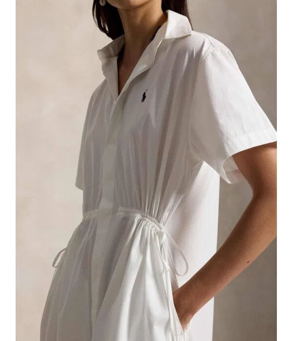 Женское платье-трапеция хлопковое Flare Fit Polo Ralph Lauren, белый — фото 4