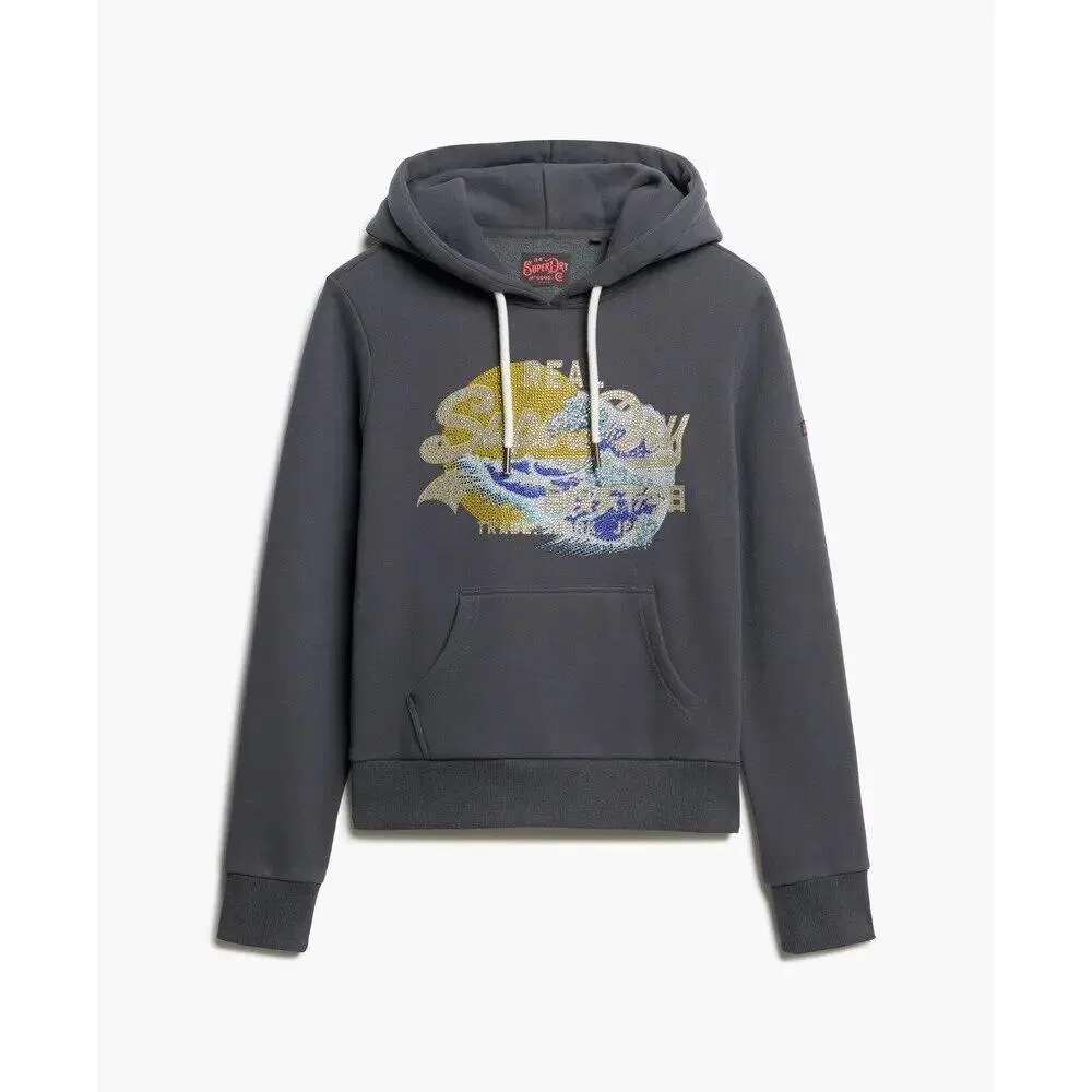 Женское худи с принтом Vintage Logo Tokyo Superdry, Schwarz Olivbraun