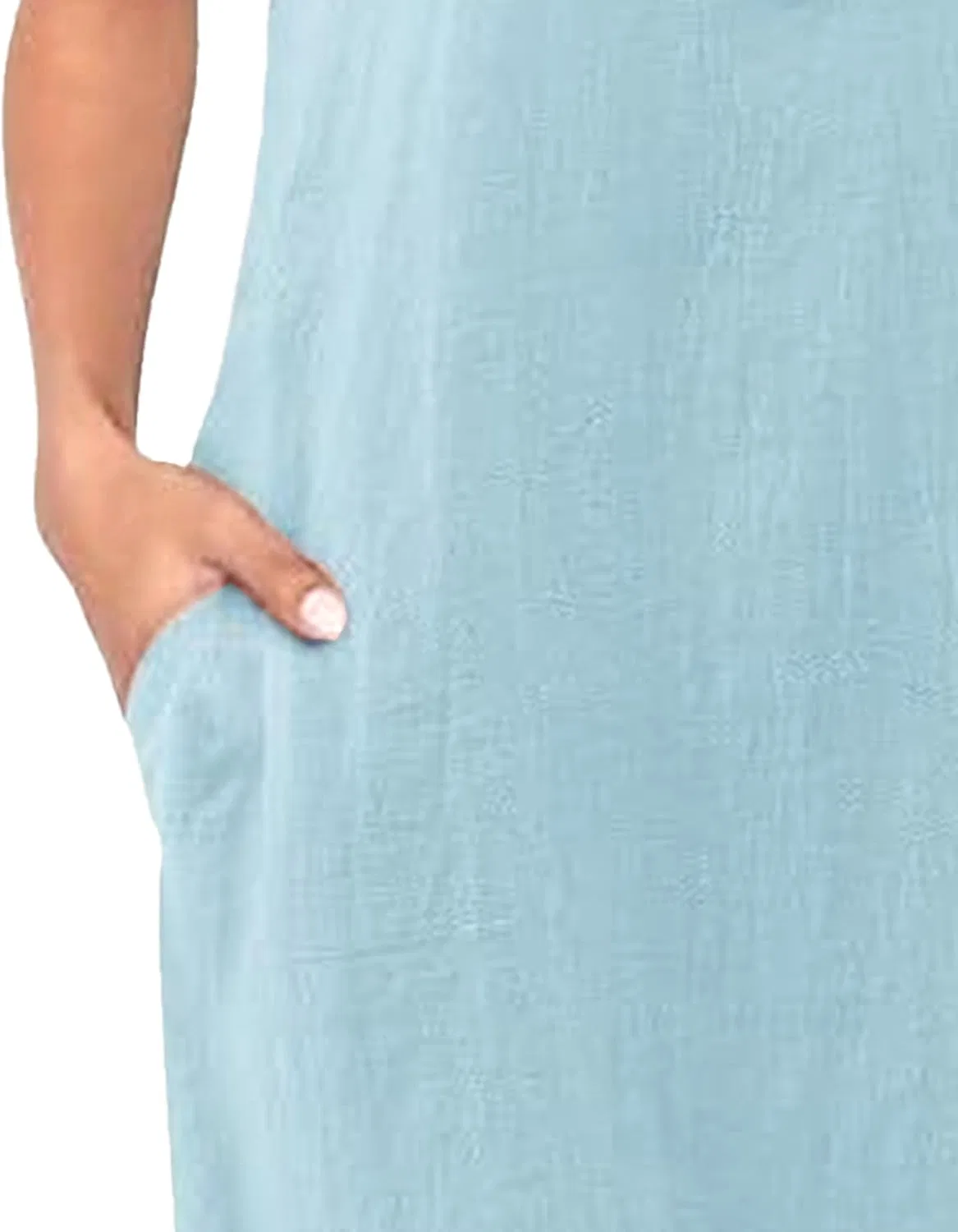 Женское повседневное платье-рубашка с карманами, Light Blue — фото 4