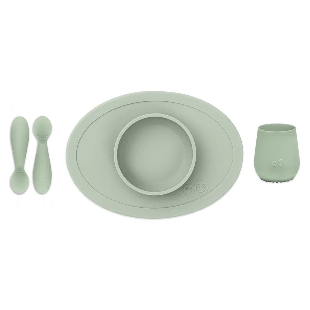 Набор для первого прикорма Tiny Cup, Tiny Bowl и Tiny Spoons, 4 предмета, ezpz, sage