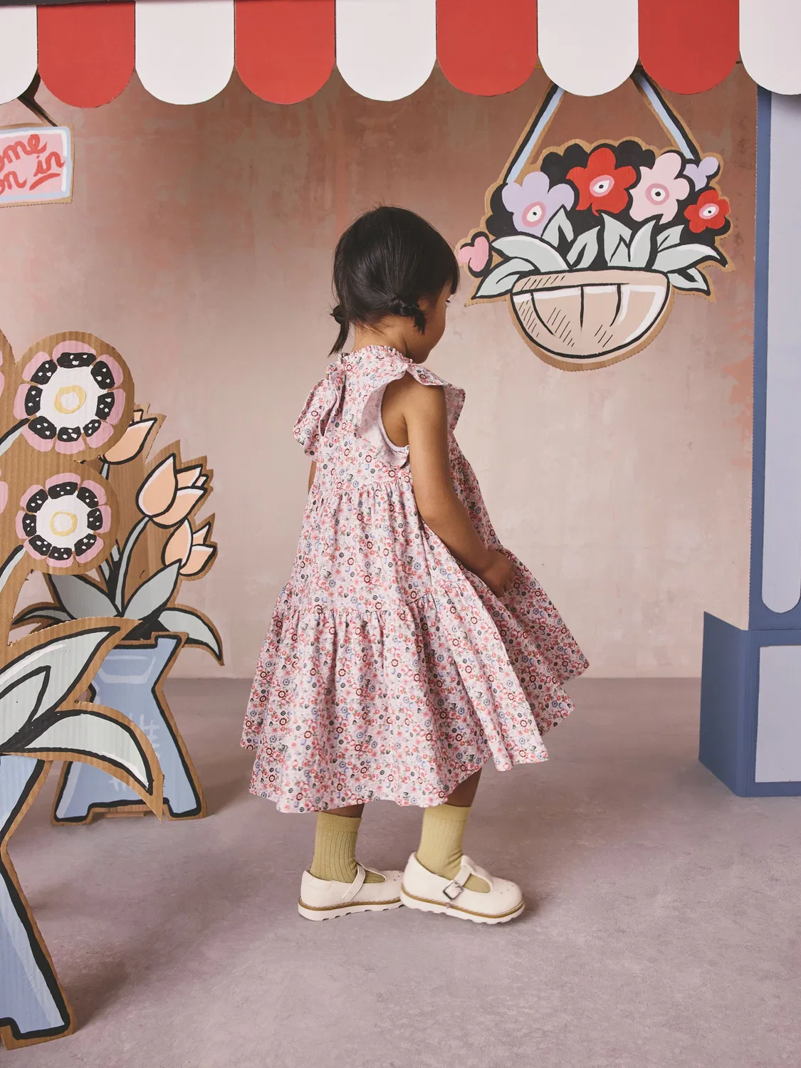 Платье ярусное Green Floral Cath Kidston Next, зеленый с цветочным принтом — фото 4