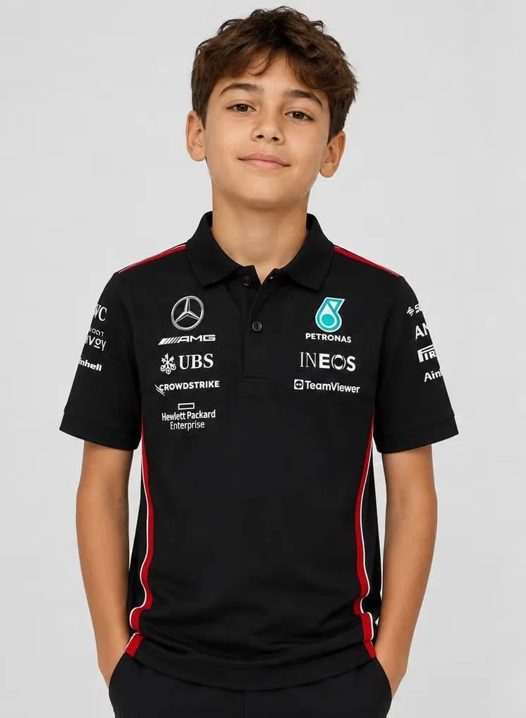 Поло с коротким рукавом Mercedes-AMG F1 Kids Team Polo Amg Petronas Formula 1 Team, черный