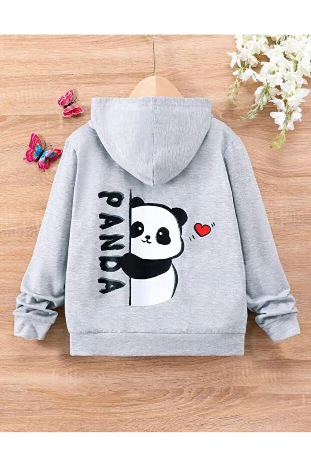 Детский кардиган для девочек с принтом Panda Morning Kids, Gray