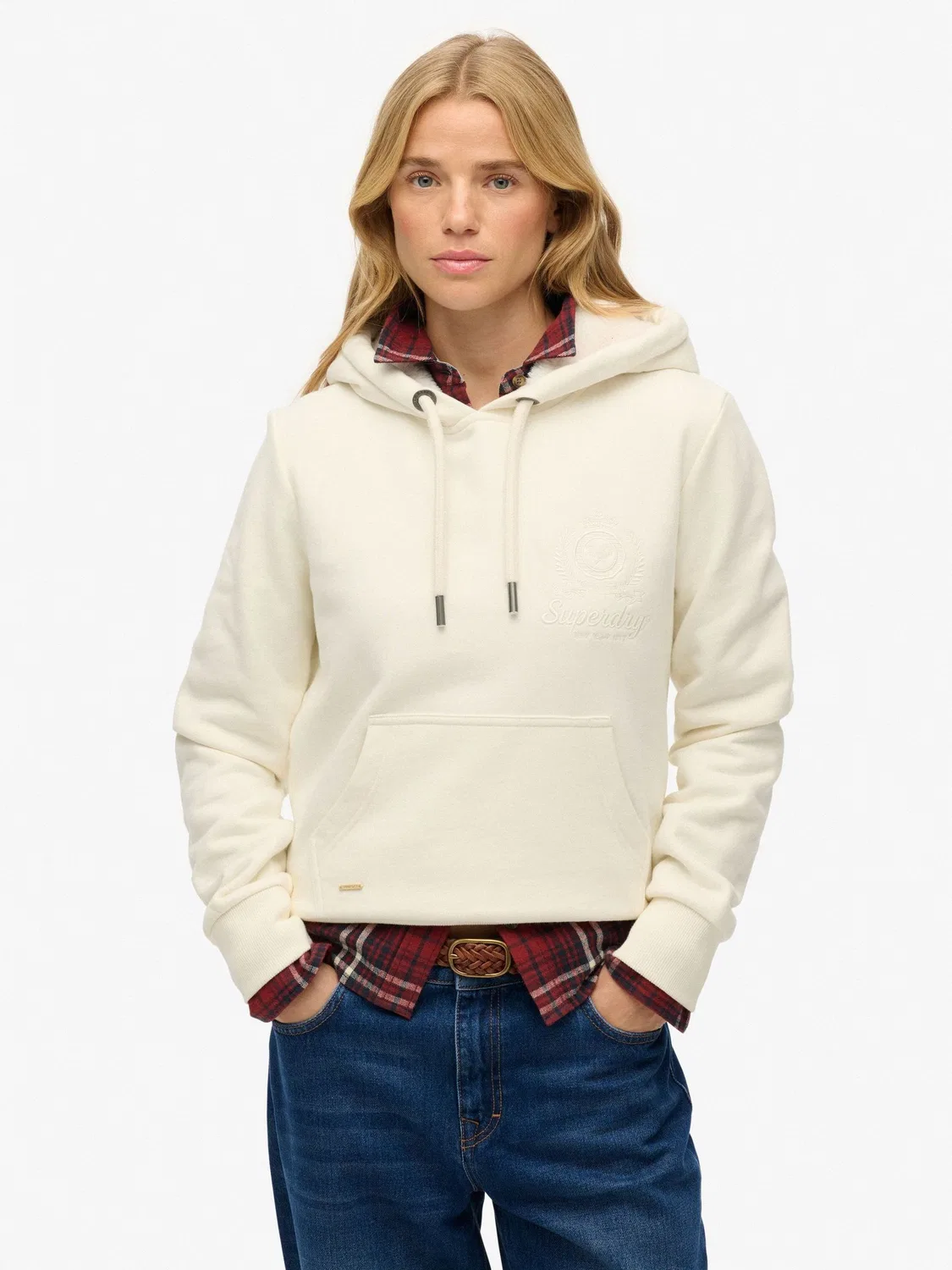 Худи оверсайз Relaxed Hoodie Superdry, кремовый — фото 2
