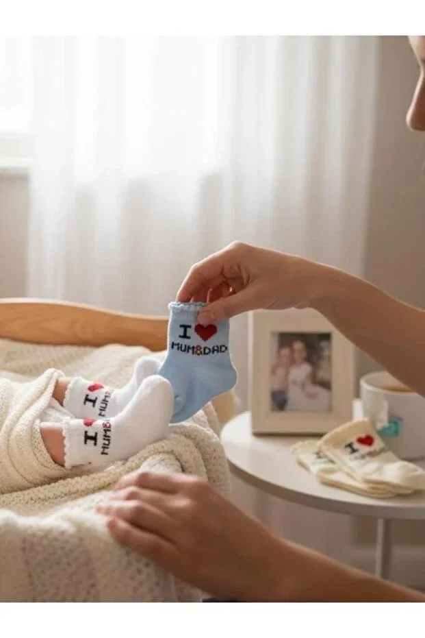 Детский набор носков для мальчиков с принтом I love mum&dad Zekids, Colored — фото 4