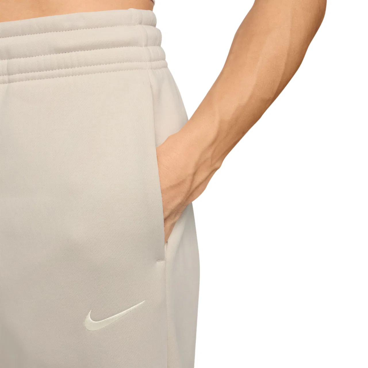 Женские брюки Phoenix Fleece High Rise Wide Nike, цвет Light Orewood Brown/White — фото 3