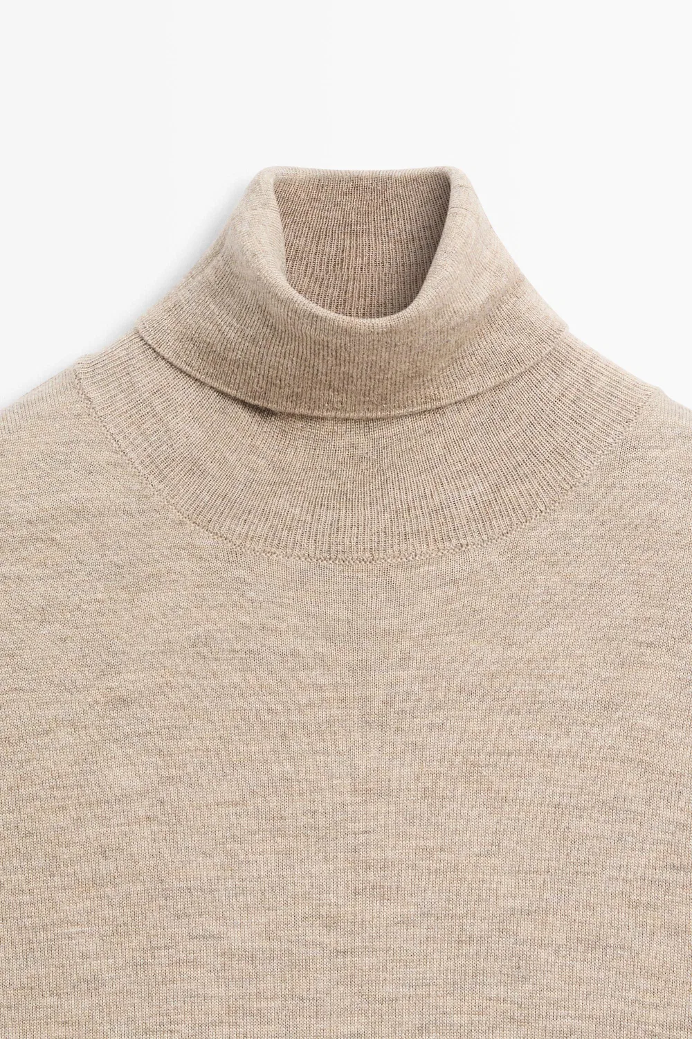 Свитер Massimo Dutti Turtleneck Knit, бежевый меланж — фото 4
