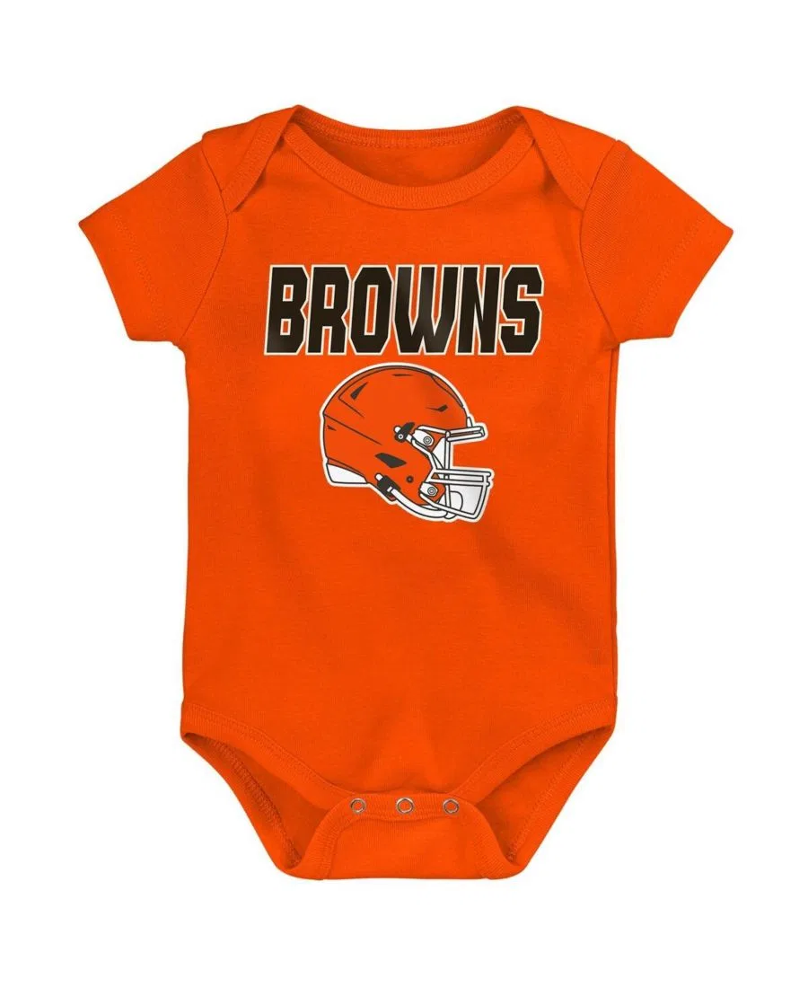 Комплект боди с коротким рукавом с принтом Cleveland Browns Littlest Player Outerstuff, Cream Orange — фото 2