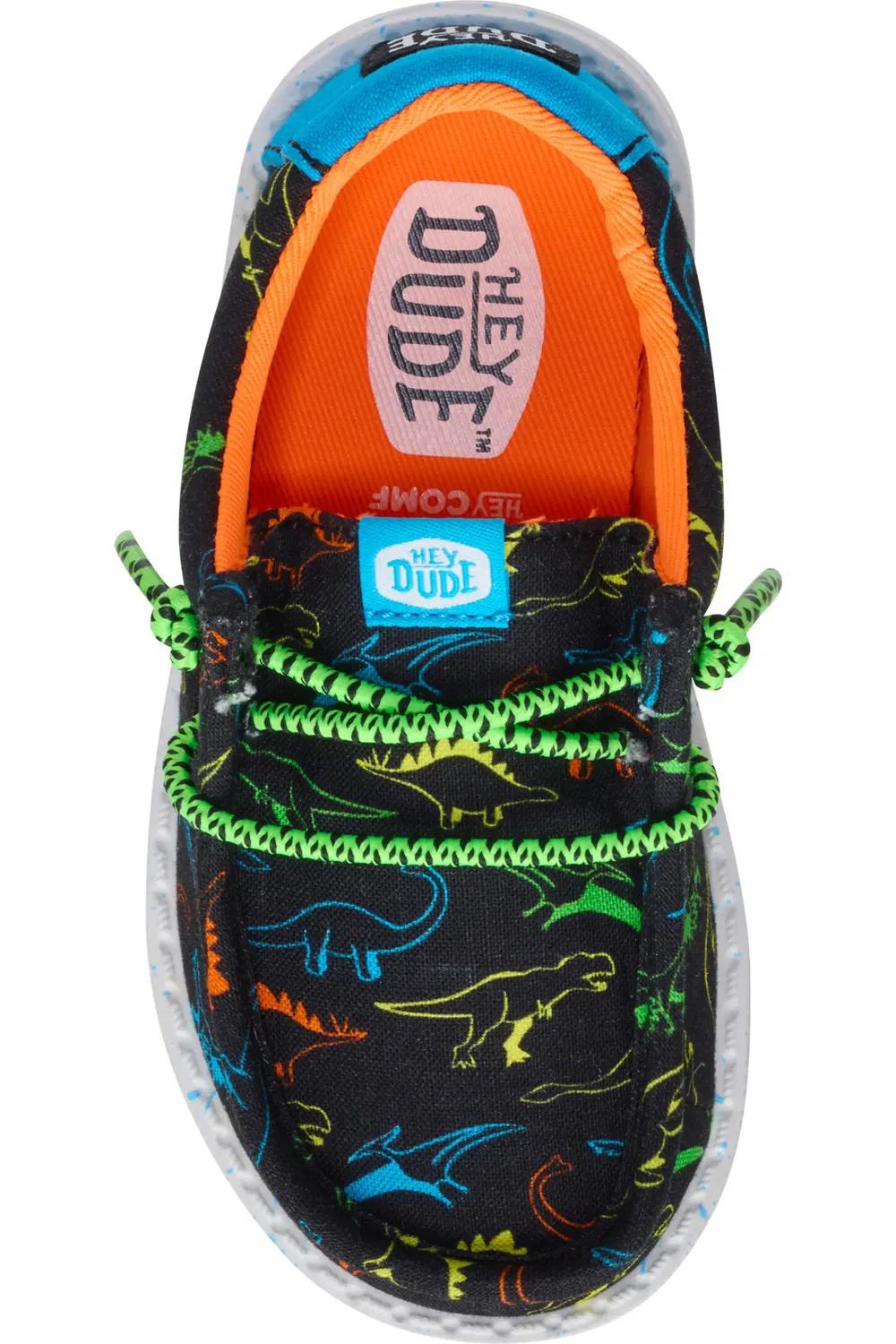 Детские слипоны чукка на мягкой подошве Wally Dinoworld Hey Dude, Black/Neon Multi — фото 4