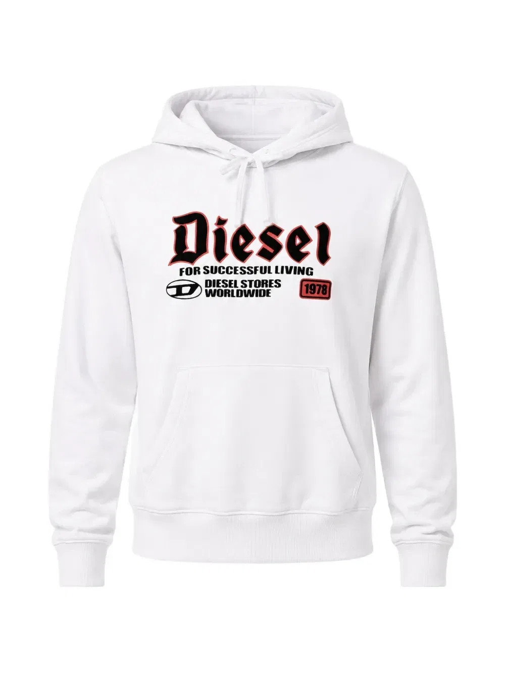Худи с флокированным логотипом Diesel, белый