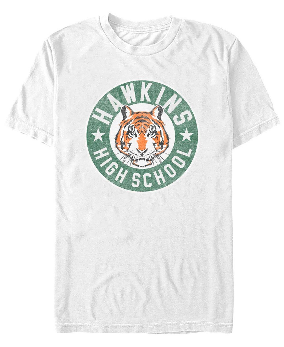 

Мужская футболка с короткими рукавами stranger things hawkins high tiger emblem Fifth Sun, белый