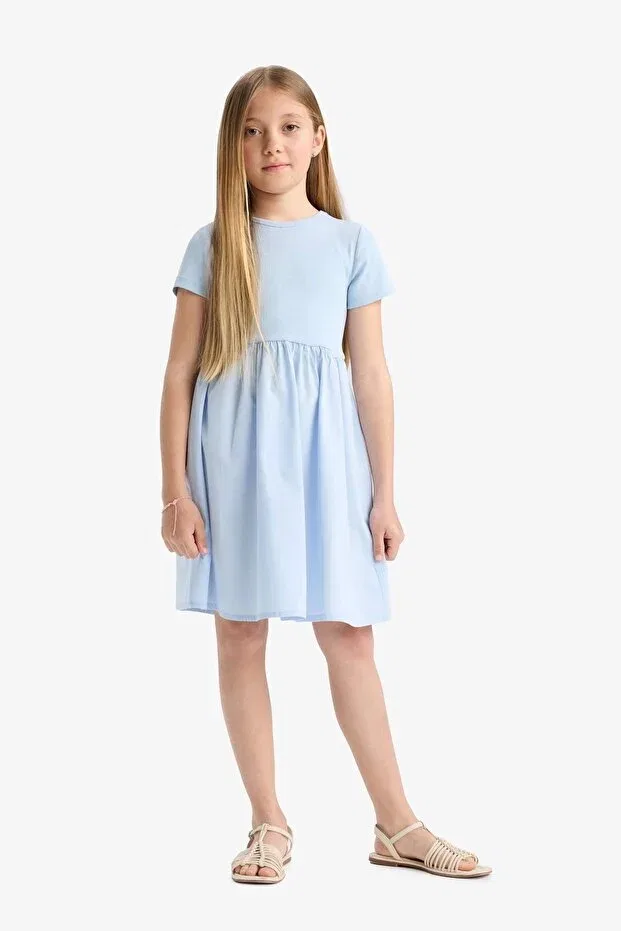 Детское платье для девочек хлопковое Defacto, Light Blue