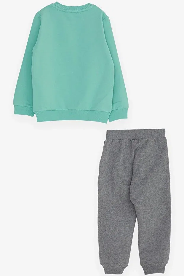 Детский спортивный костюм для мальчиков с принтом Confused Teddy Bear Breeze, Mint Green — фото 2