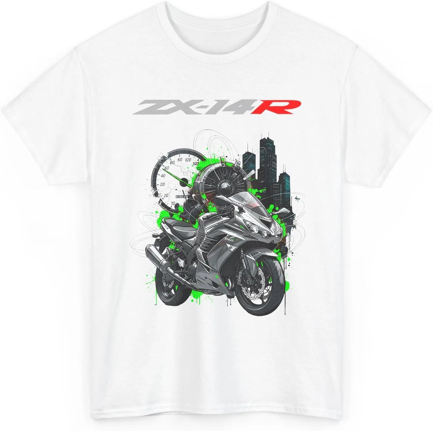 Мужская футболка с принтом ZX-14R Hyperbike, белый