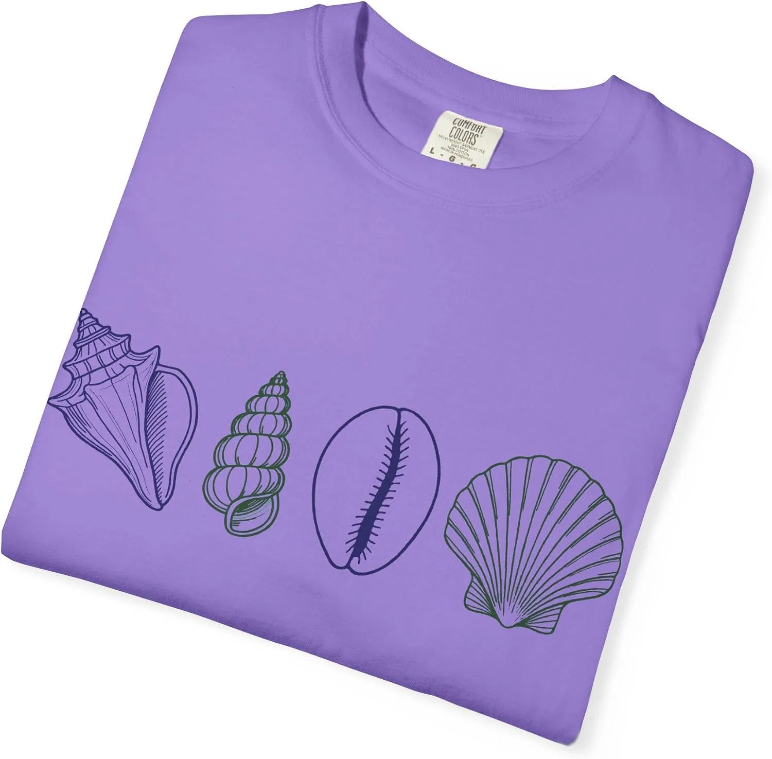 Мужская футболка с рисунком ракушек Comfort Colors 1717, Violet — фото 4