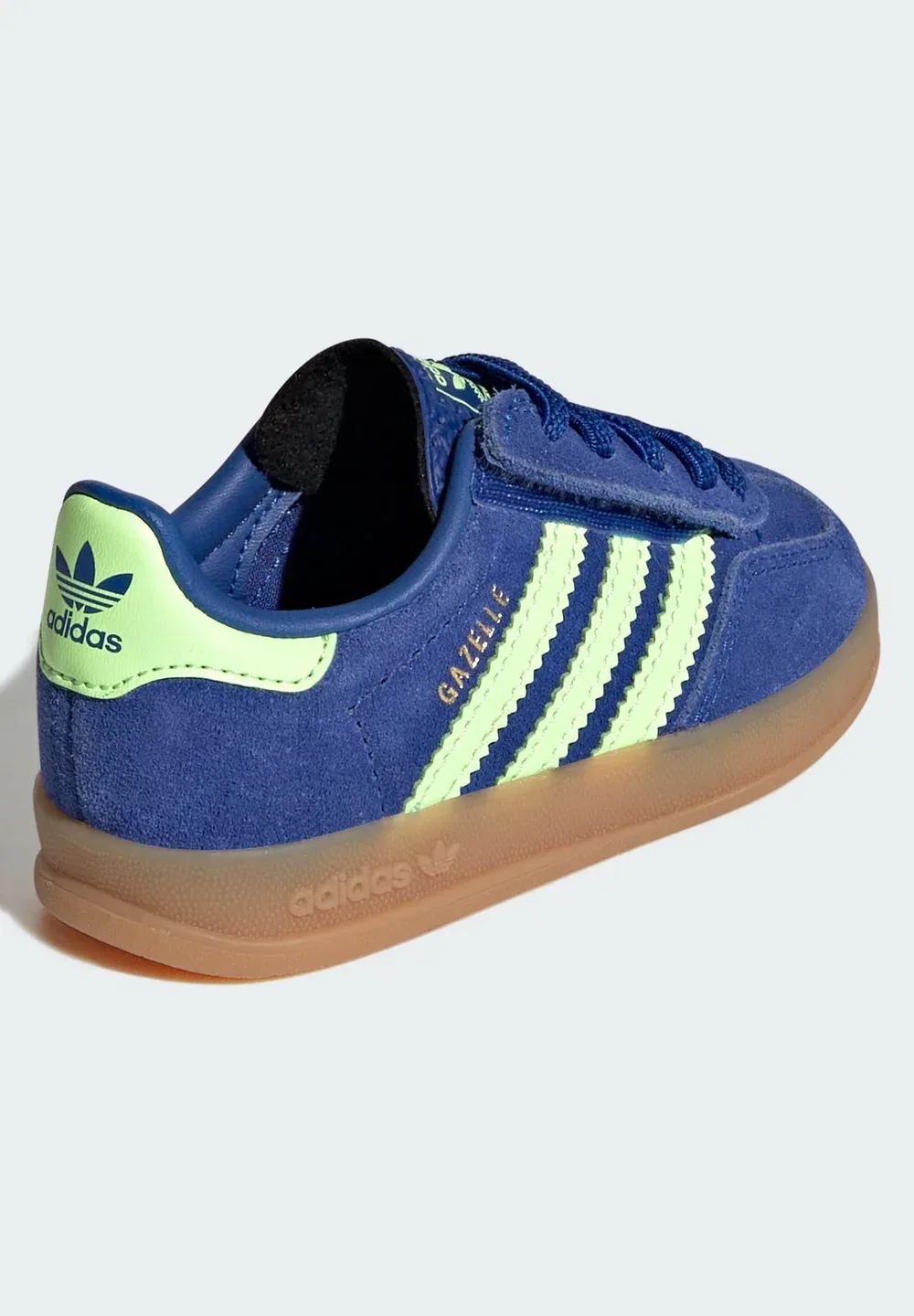 Gazelle indoor cf el i unisex - детская обувь Adidas Originals, Royal Blue Green Spark Gold Metallic — фото 3