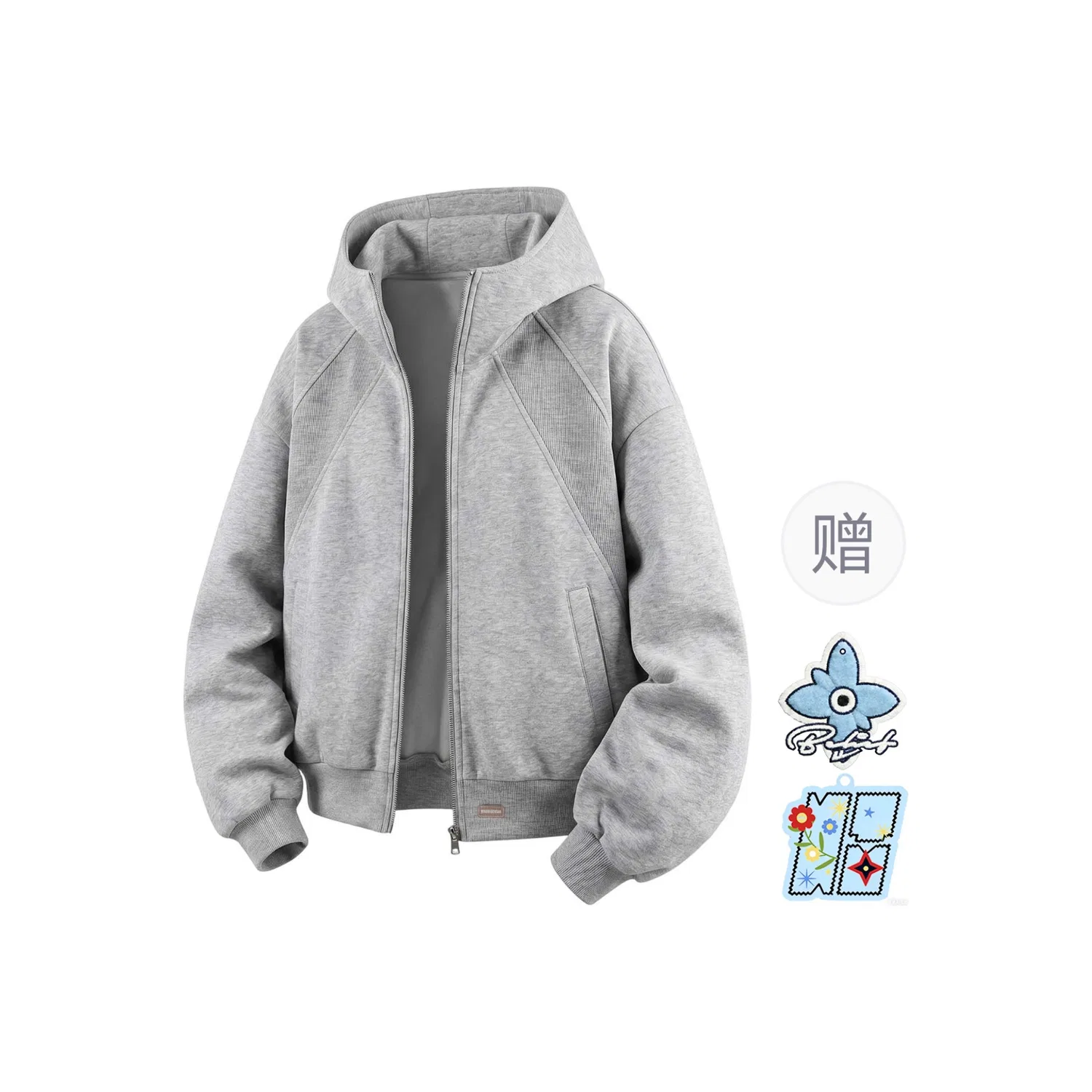 Детский свитшот с капюшоном, прямой крой, WARRIOR, Heather Gray