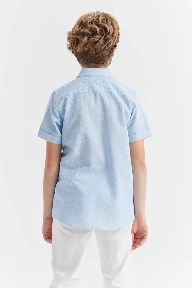 Детская рубашка для мальчиков текстурированная Paulmark, Light Blue — фото 4