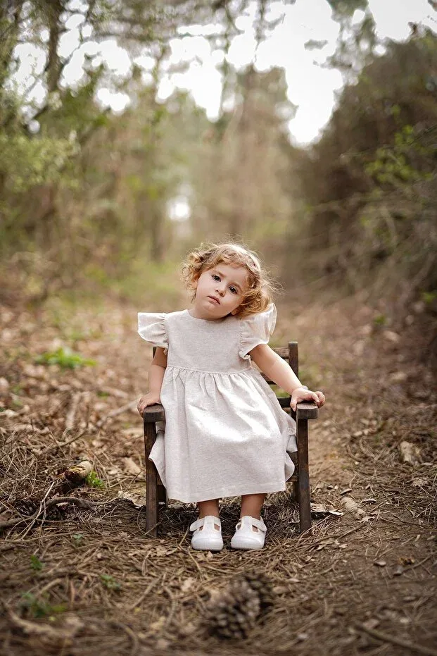 Детское платье для девочек хлопковое Organic Cotton Linen Girl's Dress Mells Baby, Natural Linen — фото 4